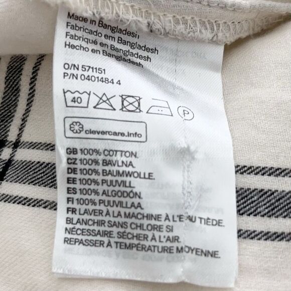 H & M Womens Cream & Black Checkered Flannel Button Down Shirt Size 14 - Picture 7 of 7